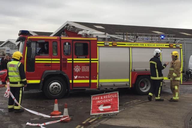Firefighters at Tilbury Metals scrapyard in Portsmouth