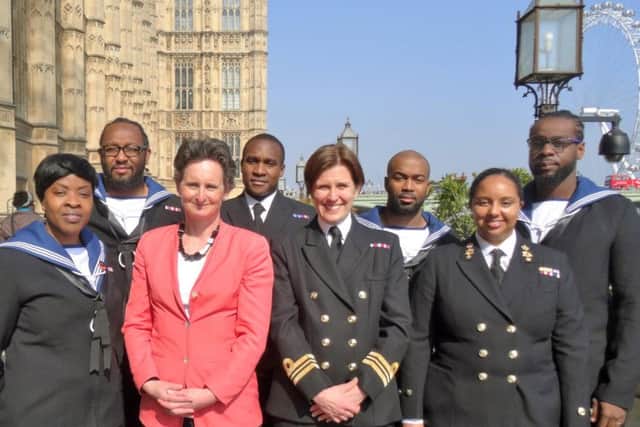 Flick Drummond MP with service personnel from countries including St Vincent and the Grenadines, Zimbabwe, Dominica and Trinidad and Tobago