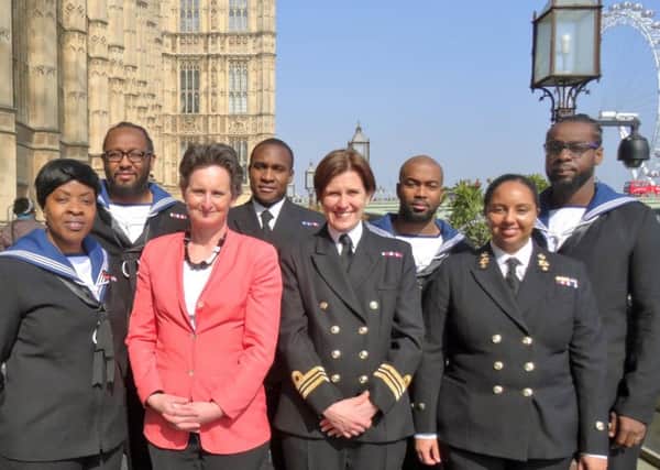 Flick Drummond MP with service personnel from countries including St Vincent and the Grenadines, Zimbabwe, Dominica and Trinidad and Tobago