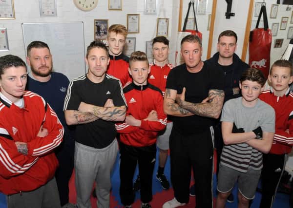 Team Wiseman have seen two boxers called up by England for the Three Nations Championships  Mark Chamberlain, far left, and Lewis Dentith, fourth from left