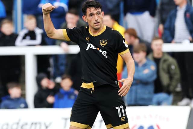 Gary Roberts celebrates his goal. Picture: Joe Pepler