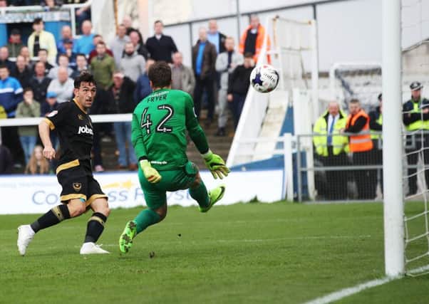Gary Roberts nets his goal at Victoria Park. Picture: Joe Pepler