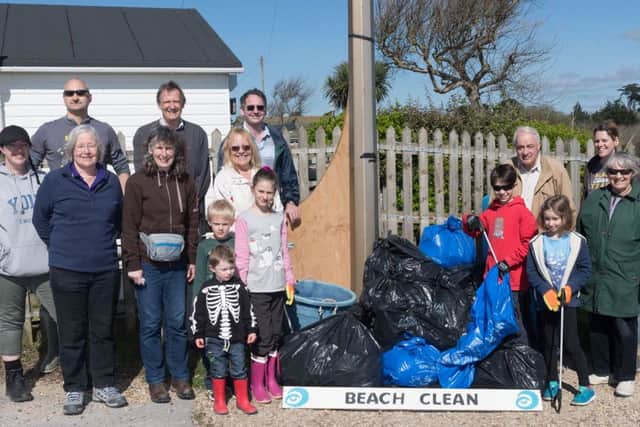 Volunteers from the Fareham Society and others helped clean the beach at Meon Shore. Photo: Keith Woodland