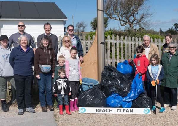 Volunteers from the Fareham Society and others helped clean the beach at Meon Shore. Photo: Keith Woodland