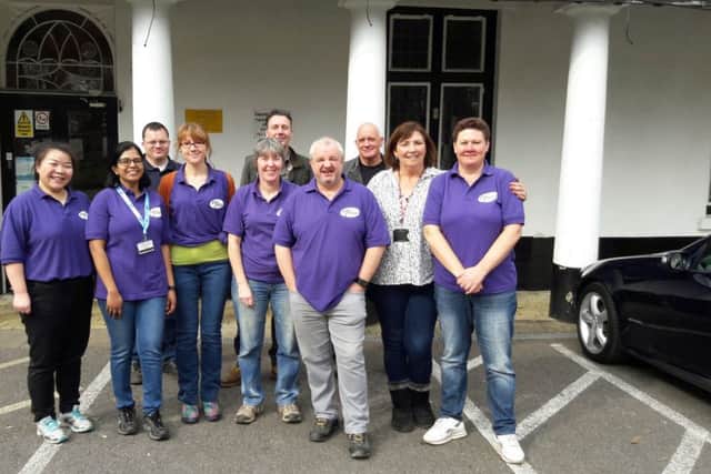 jpns-05-04-17-017 hav comm Employee Volunteering Scheme via kb  VOLUNTEERS HELP OUT AT MERCHISTOUN HALL  Employee Volunteering Scheme. Volunteers from Pfizer in Havant helped out at Merchistoun Hall in Horndean.  From: Janet Strangeway 