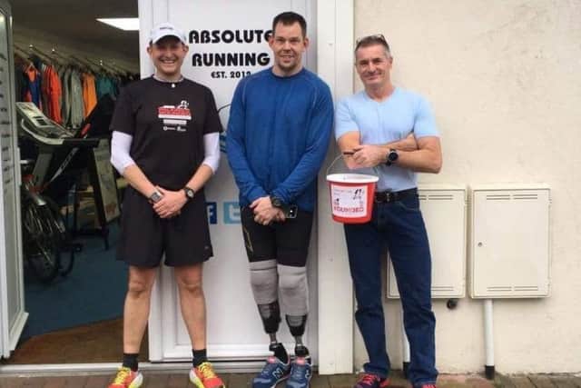 From left, Dan Roiz de Sa and Duncan Slater  who are taking on the Marathon des Sables, and Nick Carter from Absolute Running in Gosport