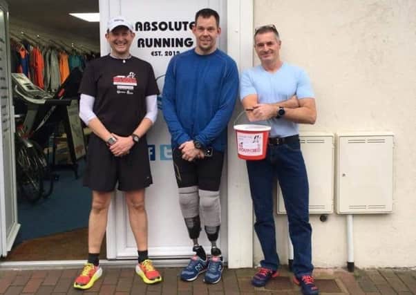 From left, Dan Roiz de Sa and Duncan Slater  who are taking on the Marathon des Sables, and Nick Carter from Absolute Running in Gosport