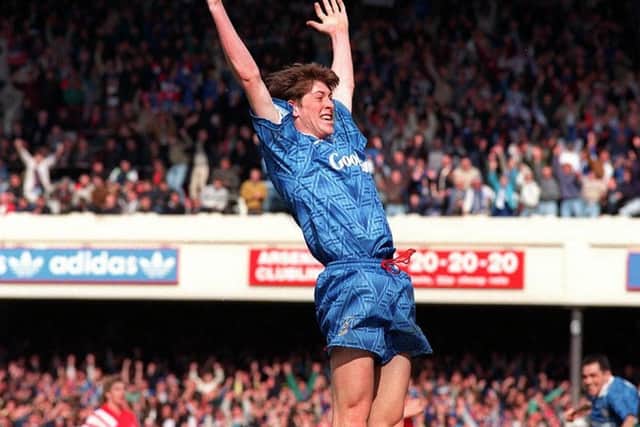 Darren Anderton celebrates his goal during the 1992 FA Cup semi-final against Liverpool
