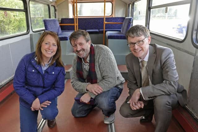 From left, organiser Jo Vines with city councillor Lee Hunt and Gordon Frost from Stagecoach