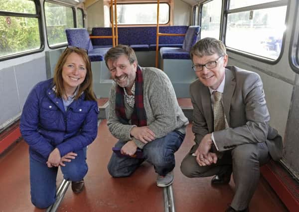 From left, organiser Jo Vines with city councillor Lee Hunt and Gordon Frost from Stagecoach