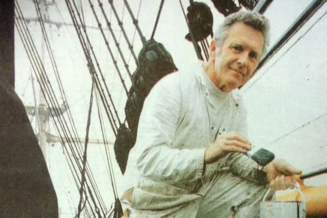 Shipwright Peter Collings is pictured trying to keep up with HMS Warriors repairs