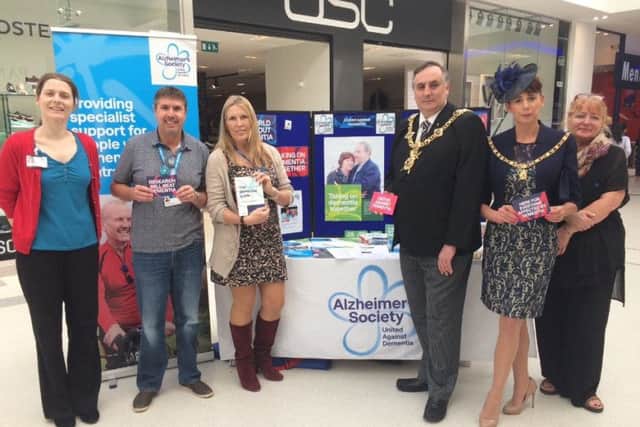 From left, Alzheimers Society service manager Lucie Debenham, volunteer Graham Wake, Cascades centre director Rhoda Joseph, Lord Mayor of Portsmouth David Fuller, the Lady Mayoress Leza Tremorin and Venita Symmons from the Alzheimers Society