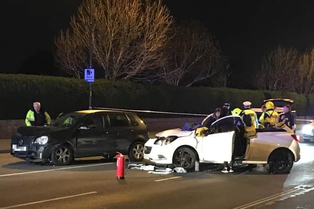 Two cars crashed outside the Good Companion pub in Eastern Road, Portsmouth, at around 8pm on April 6