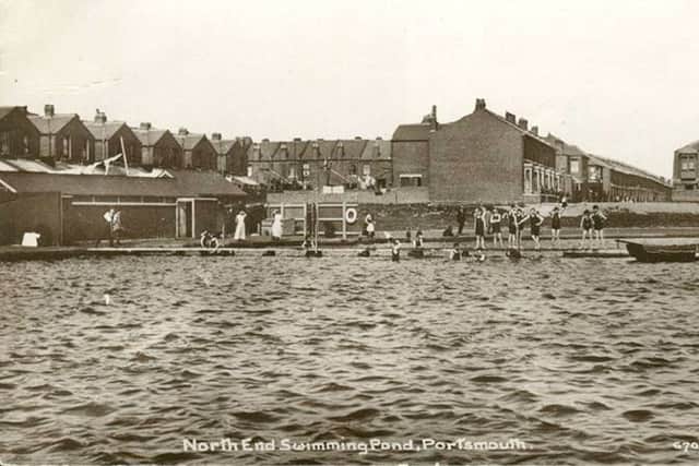 Stamshaw bathing pond at the end of Gruneisen Road.