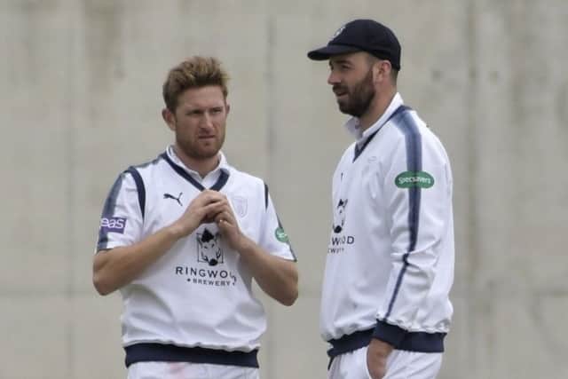 Liam Dawson with Hampshire skipper James Vince. Picture: Neil Marshall