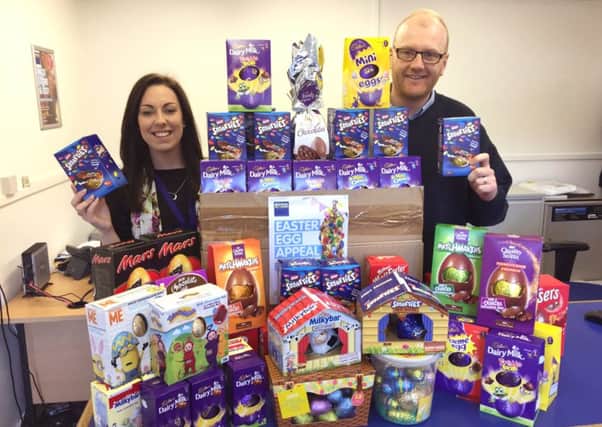 GOOD EGGS:  Eliza Dunn from Rowans Hospice and Arran Jerred from Access Self Storage Portsmouth
