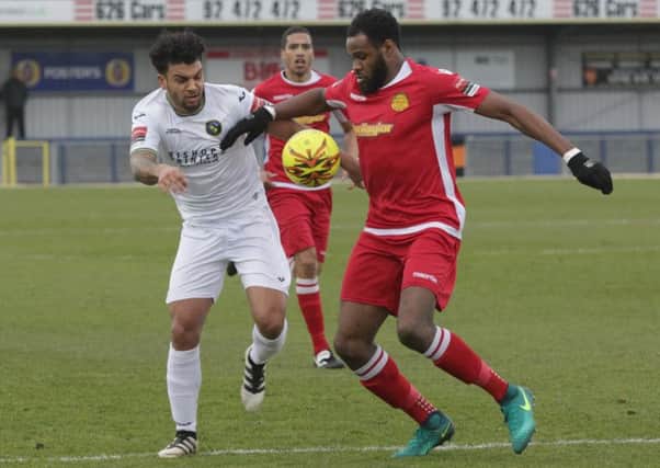 Theo Lewis scored Hawk's opener in their 2-0 league win. Picture: Habibur Rahman
