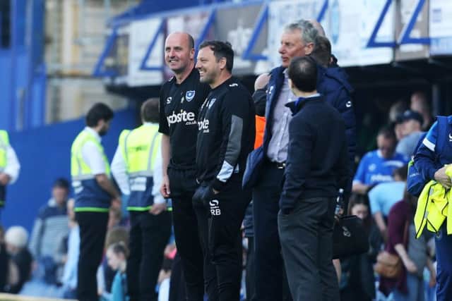Pompey boss Paul Cook with Leam Richardson. Picture: Joe Pepler
