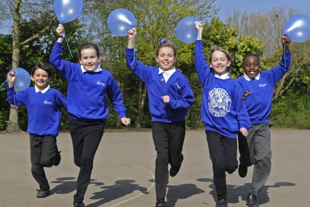 From left, Michael Wicks, eight, Evie Muchall, 10, Issabelle Lethbridge, 10, Ariane Clements, nine and Fergal Takaza, nine Picture: Ian Hargreaves (170346-1)