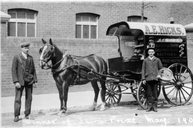 AE Hicks  horse-drawn bakers van in 1907.  Was the third prize for the product or the  horse and vans turn-out?                                             Picture: Barry Cox