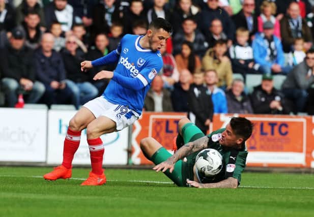 Ex Pompey man Sonny Bradley in action for Plymouth against the Blues. Picture:Joe Pepler