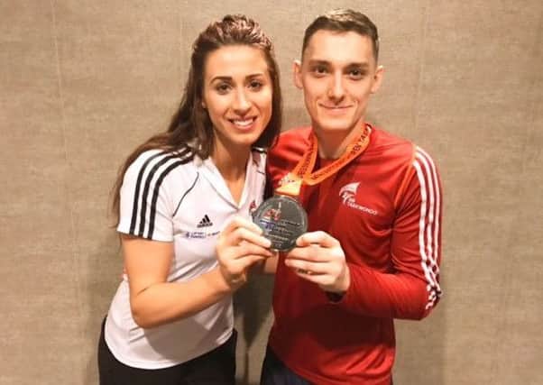 Ben Haines, right, with Bianca Walkden after the Dutch Open