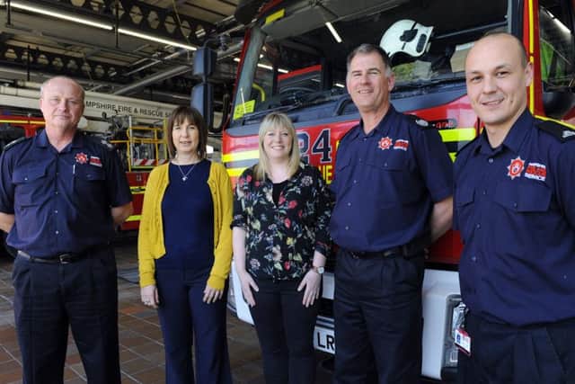 From left, watch manager Ian Jeffery, community department officer Julie Roberts with Community Connector Gillian Norrie both from Portsmouth City Council, Hampshire Fire & Rescue group manager Mick Thompson and community safety delivery manager Nathan CrossPicture: Malcolm Wells (170412-0117)