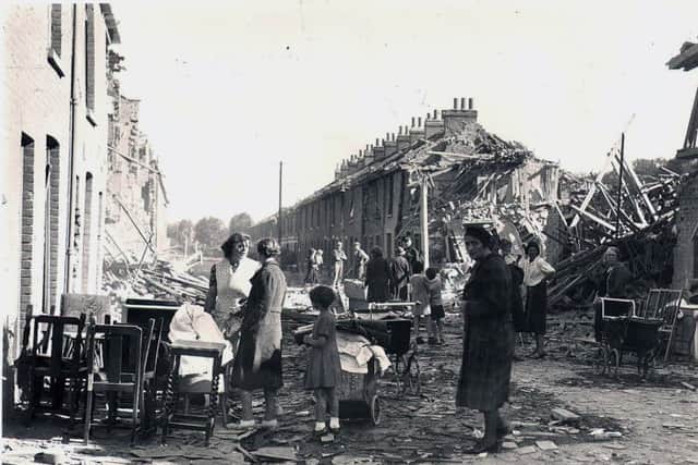 Families were devastated but after the war bomb sites became playgrounds. This was Fifth Street, Buckland, Portsmouth, in 1941