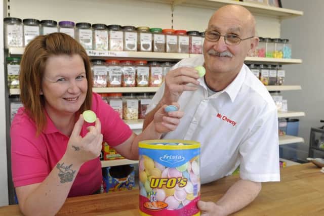 John McConnell and Stacy Baker, who have just opened the Mr Chewsy sweet shop in Gosport Picture Ian Hargreaves (170331-1)