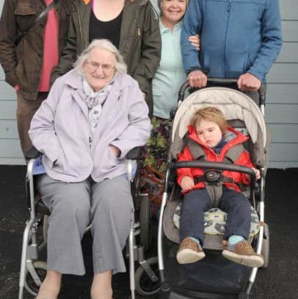 Back from left, Martin Hoy, 39, from Southsea with his wife Rebecca Hoy, 35, mother and father-in-law Shirley Cherry, 61, Philip Cherry, 65, from Milton and front, from left, Rebecca's grandmother Peggy Cherry, 88, from Kent and Martin and Rebecca's son Arthur Hoy, two

Picture: Sarah Standing (170498-9719)