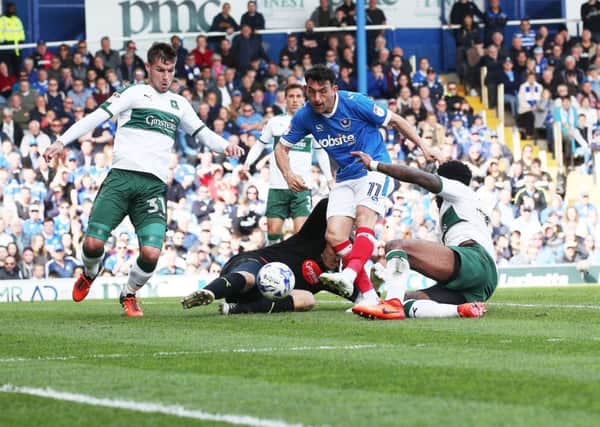 Gary Roberts scored for Pompey against Plymouth. Photo by Joe Pepler