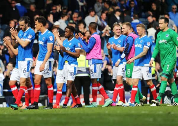 Pompey clap the Fratton faithful after their draw with Plymouth. Picture: Joe Pepler