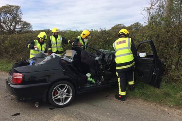 Firefighters were called to a crash between a car and motorbike today Picture: Hampshire Fire and Rescue Service