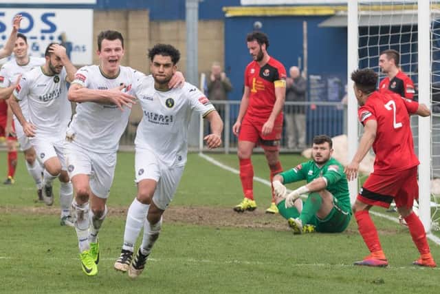 Theo Lewis was on target for the Hawks at Canvey Island. Picture Credit: Keith Woodland.