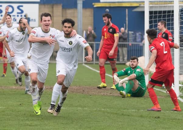 Theo Lewis was on target for the Hawks at Canvey Island. Picture Credit: Keith Woodland.