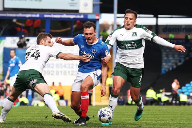 Kal Naismith in action for Pompey against Plymouth. Picture: Joe Pepler
