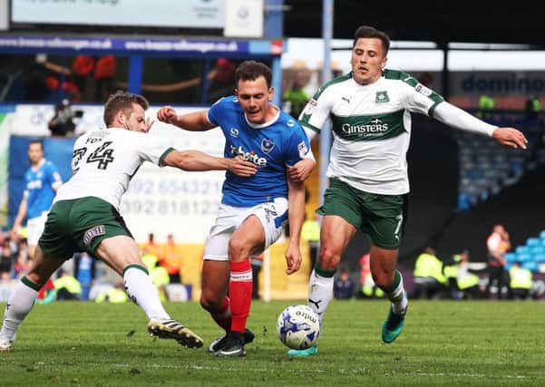 Kal Naismith in action for Pompey against Plymouth. Picture: Joe Pepler