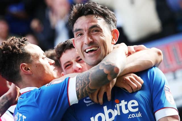 Gary Roberts celebrates his equaliser against Plymouth Picture: Joe Pepler