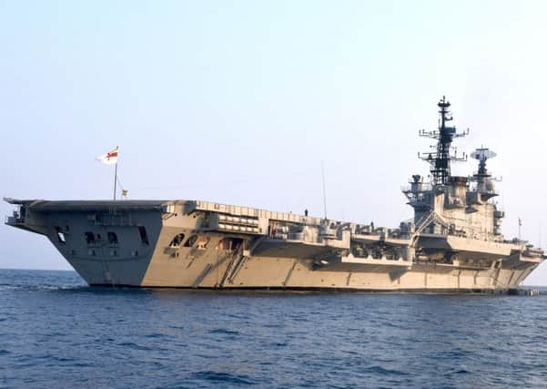 Indian navy ship INS Viraat, formerly HMS Hermes, before she was decommissioned from the Indian fleet in 2016.