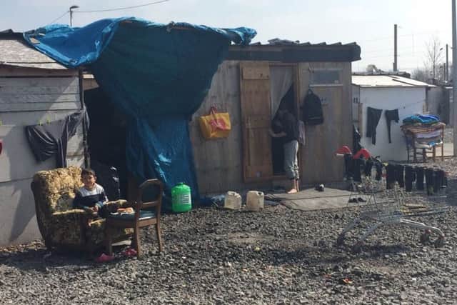 A scene from the refugee camp in Dunkirk, France before the fire
