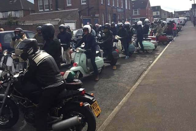 The start of the scooter ride-out for Leanne Baldry