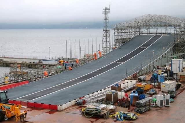 The flight deck of HMS Queen Elizabeth being constructed