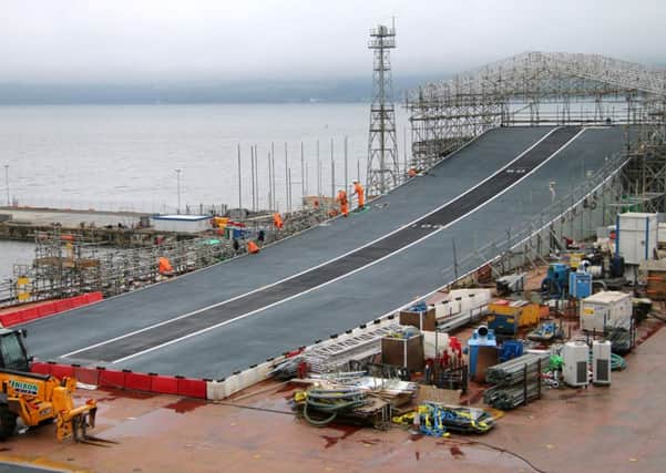 The flight deck of HMS Queen Elizabeth being constructed