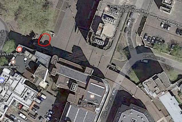 The red circle is where the boxing memorial will be placed in Guildhall Square. PPP-170418-083413001