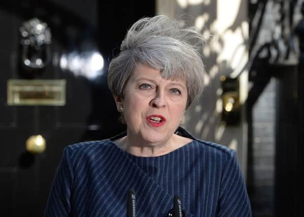 Prime Minister Theresa May makes a statement in Downing Street, London, announcing a snap general election on June 8. Picture: John Stillwell/PA Wire
