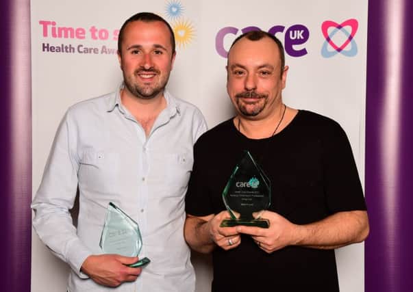 Adam Taylor and Mark Friend from St Mary's walk-in centre in Portsmouth with their Great Care and Nurse of the Year 2017 awards