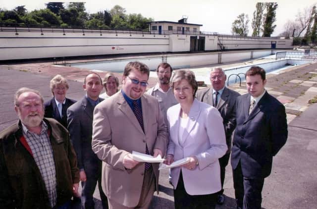 Theresa May at Hilsea Lido in 2002. PPP-170419-083744001