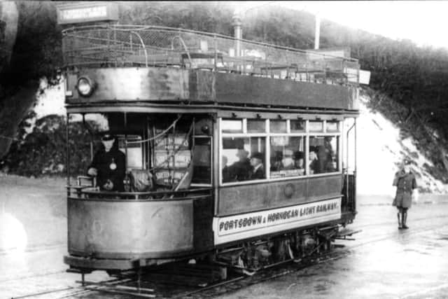 A tram from Horndean about to descend to Cosham.
Picture: Barry Cox Collection