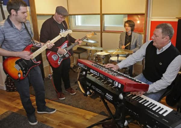 Dom Elton, far right, plays with the Mayfield house band, Dan Sawyers, Aaron Hartley and Gregg Powell.
 Picture Ian Hargreaves  (170490-1)