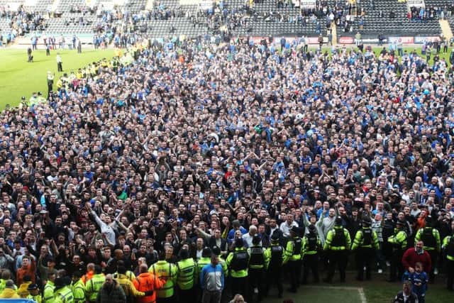Pompey's promotion pitch invasion